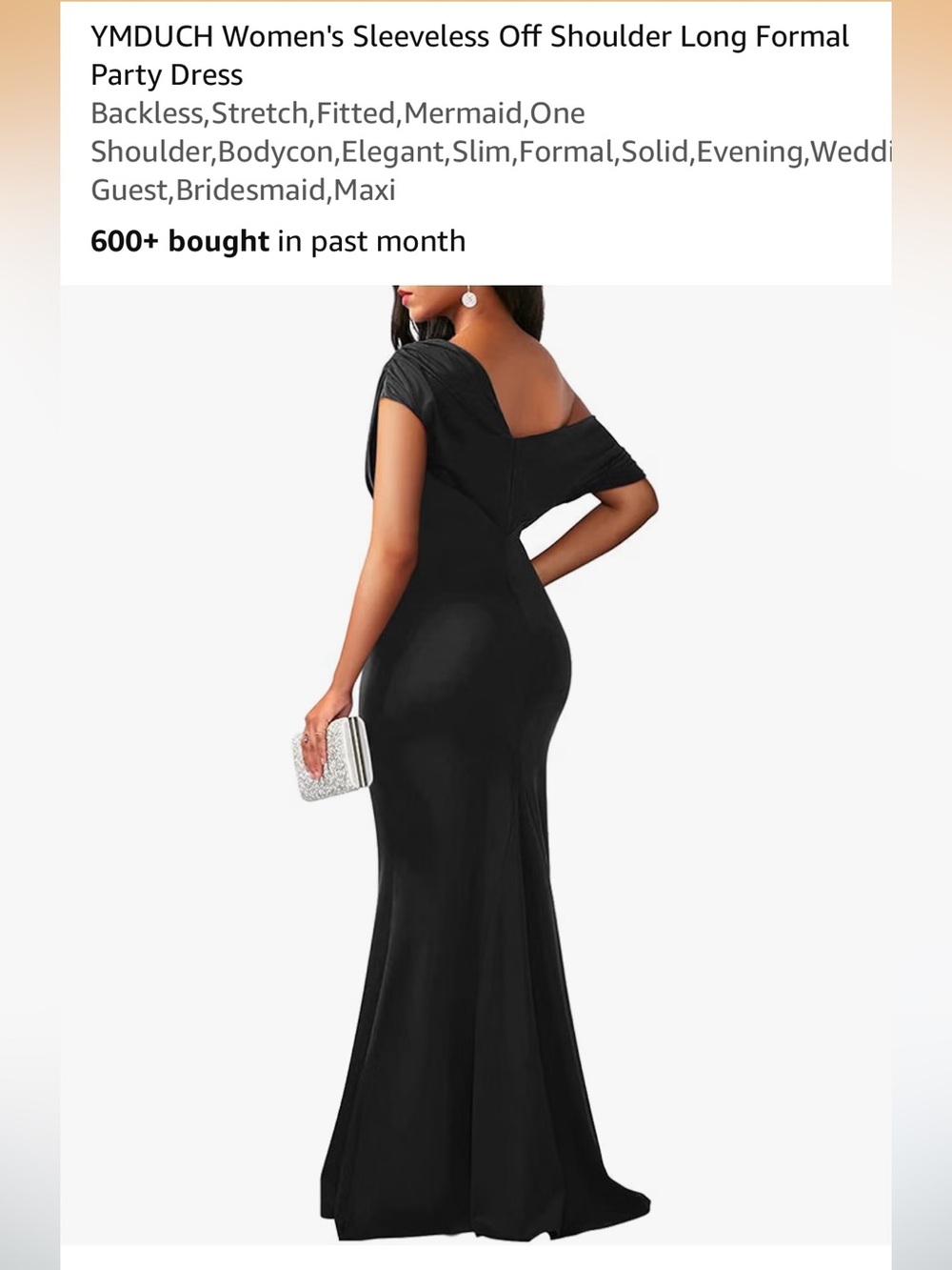 Women's Black Off-Shoulder Evening Dress